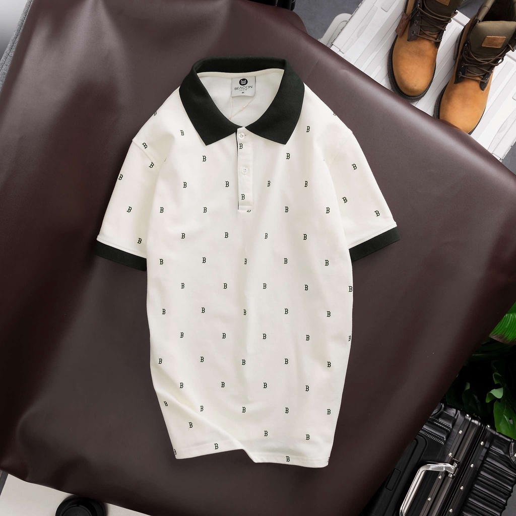 Áo Polo nam phối chữ B vải cotton poly hoạ tiết in nam tính, năng động, trẻ trung AOPL19 - BEACON DENIM