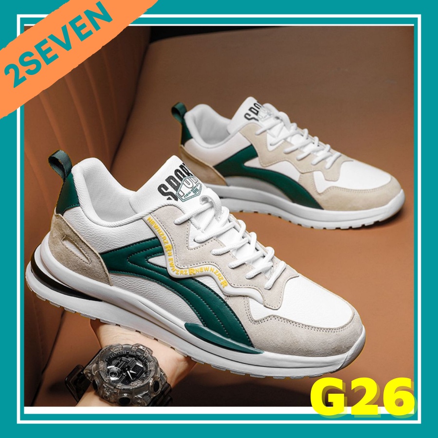 Giày nam sneaker thể thao trắng đen mùa đông chạy bộ độn đế thời trang - 2SEVEN - G26