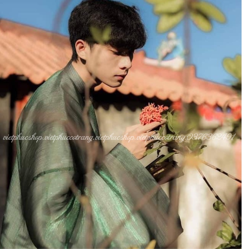 Áo Ngũ Thân , áo tấc nam tay thụng tơ xước kim tuyến , Cổ Phục Việt Nam