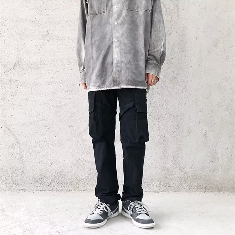 Quần Dài Phối Nhiều Túi Phong Cách hip hop Đường Phố Hàn Quốc Cá Tính Cho Nam