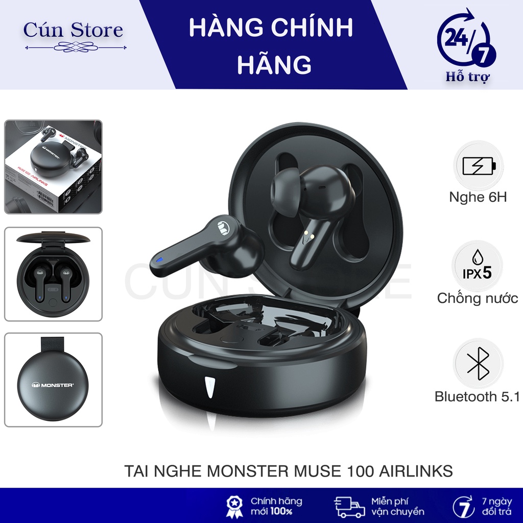 Tai nghe Bluetooth Monster Muse 100 AirLinks chính hãng | Bảo hành 6 tháng