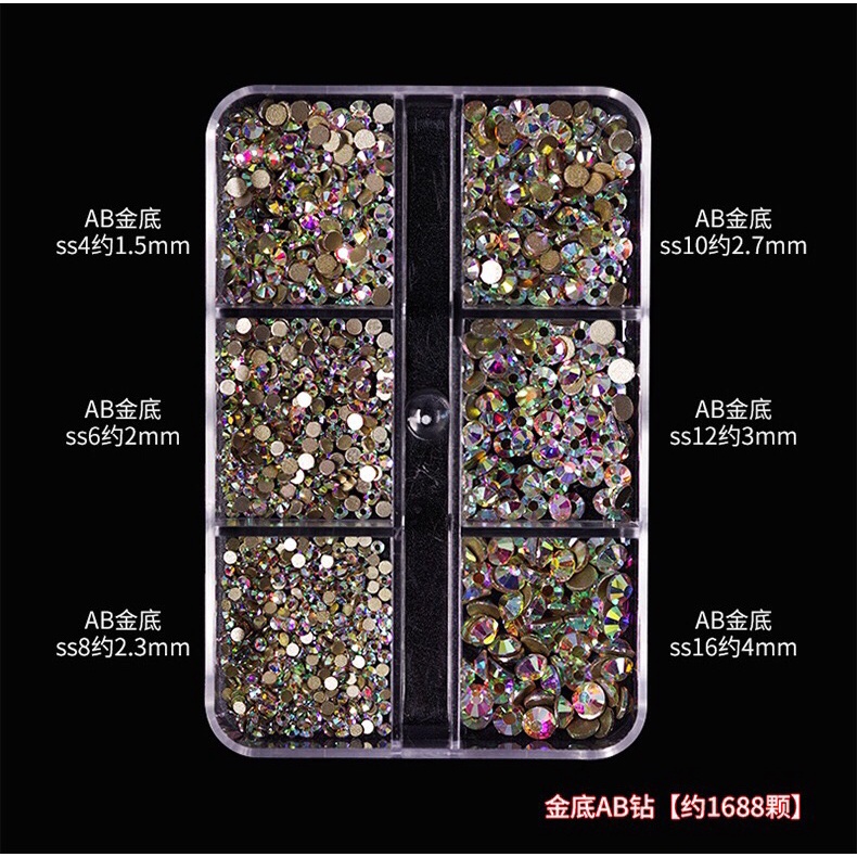 Khay đá kim cương đính móng tay đủ size siêu sáng 1155