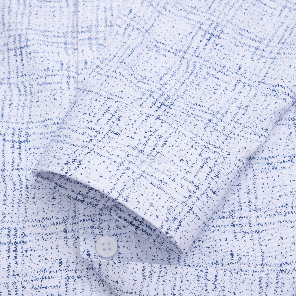 Áo sơ mi nam dài tay ARISTINO họa tiết sược xanh trên nên trắng trẻ trung, nổi bật - ALS13202
