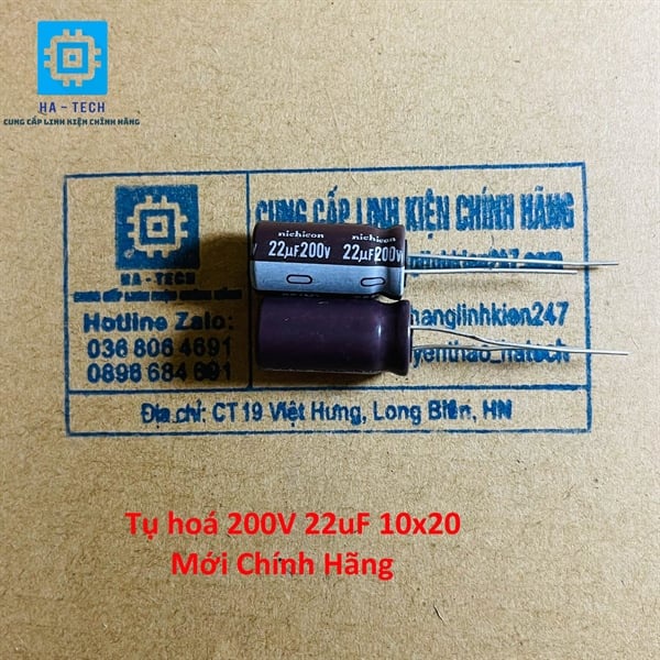 Tụ hoá 200V 22uF 10x20 mới chính hãng