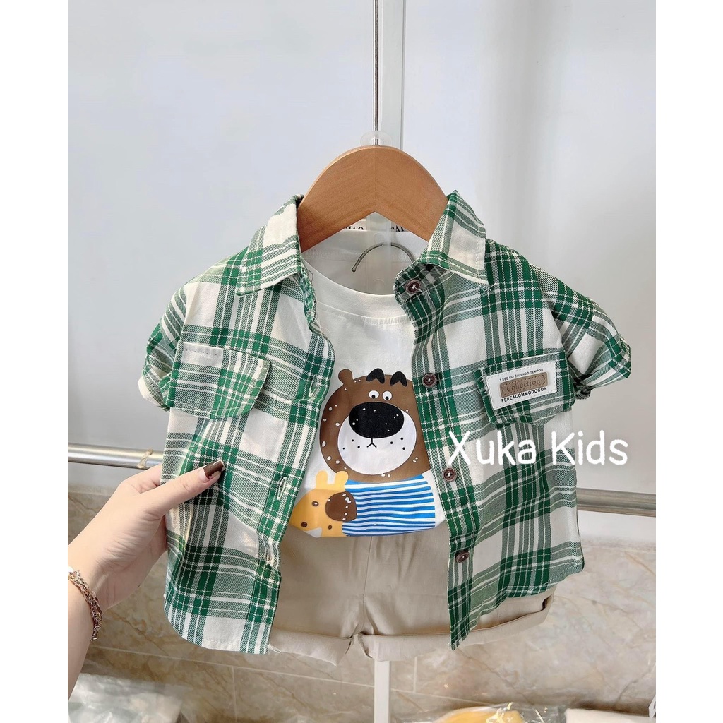 Set quần áo 3ct kẻ tiger bé trai