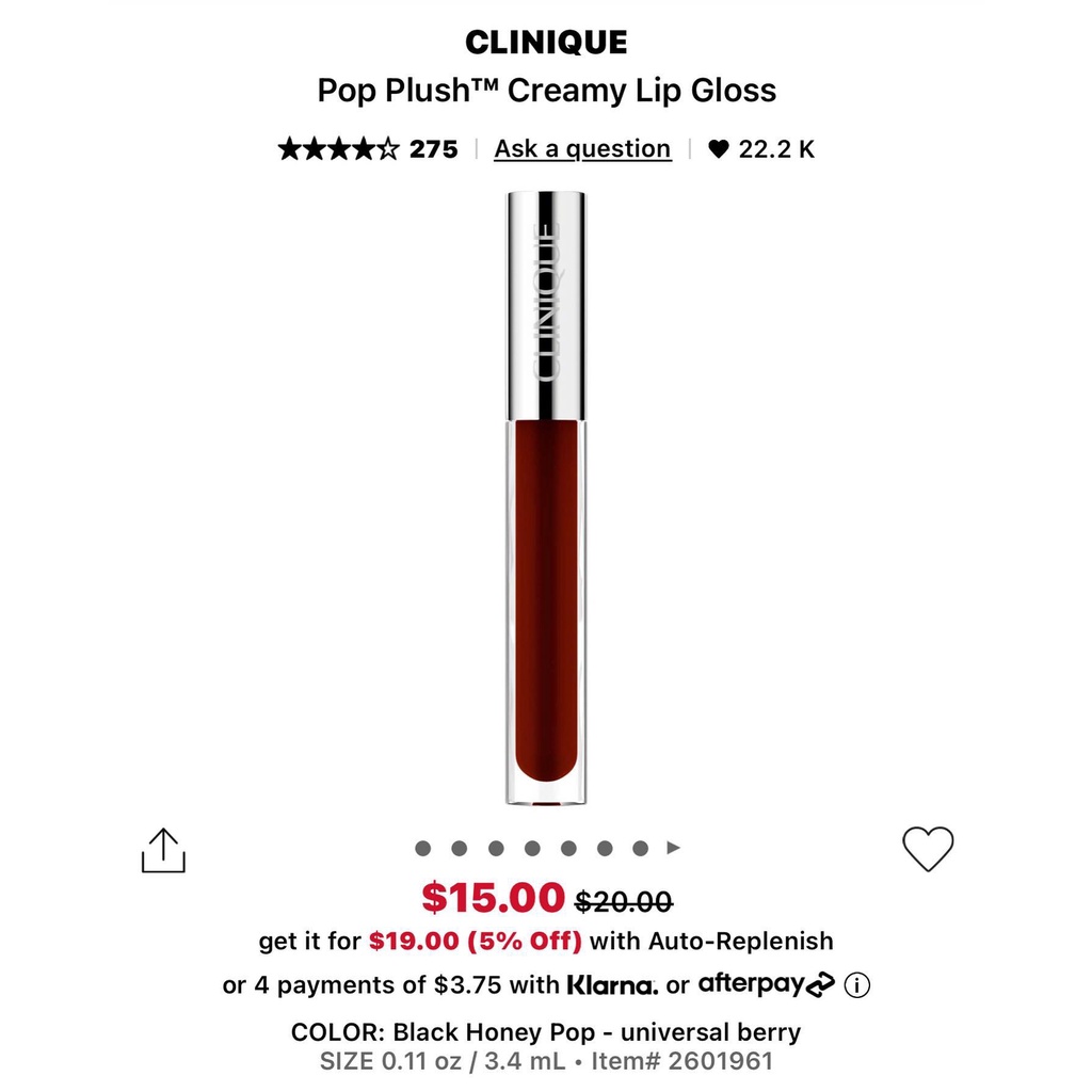 Son bóng Clinique Black Honey fullsize fullbox bill Sephora $20