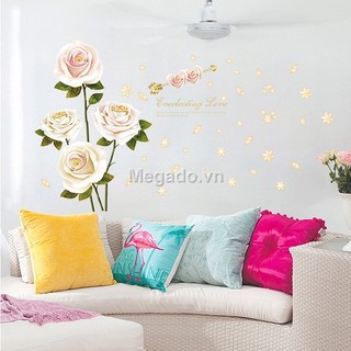 Decal hoa hồng trắng B237