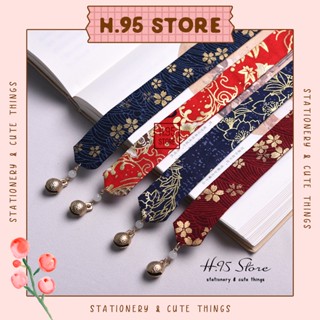 Dây buộc tóc cổ trang gắn chuông đồng in họa tiết nhũ vàng