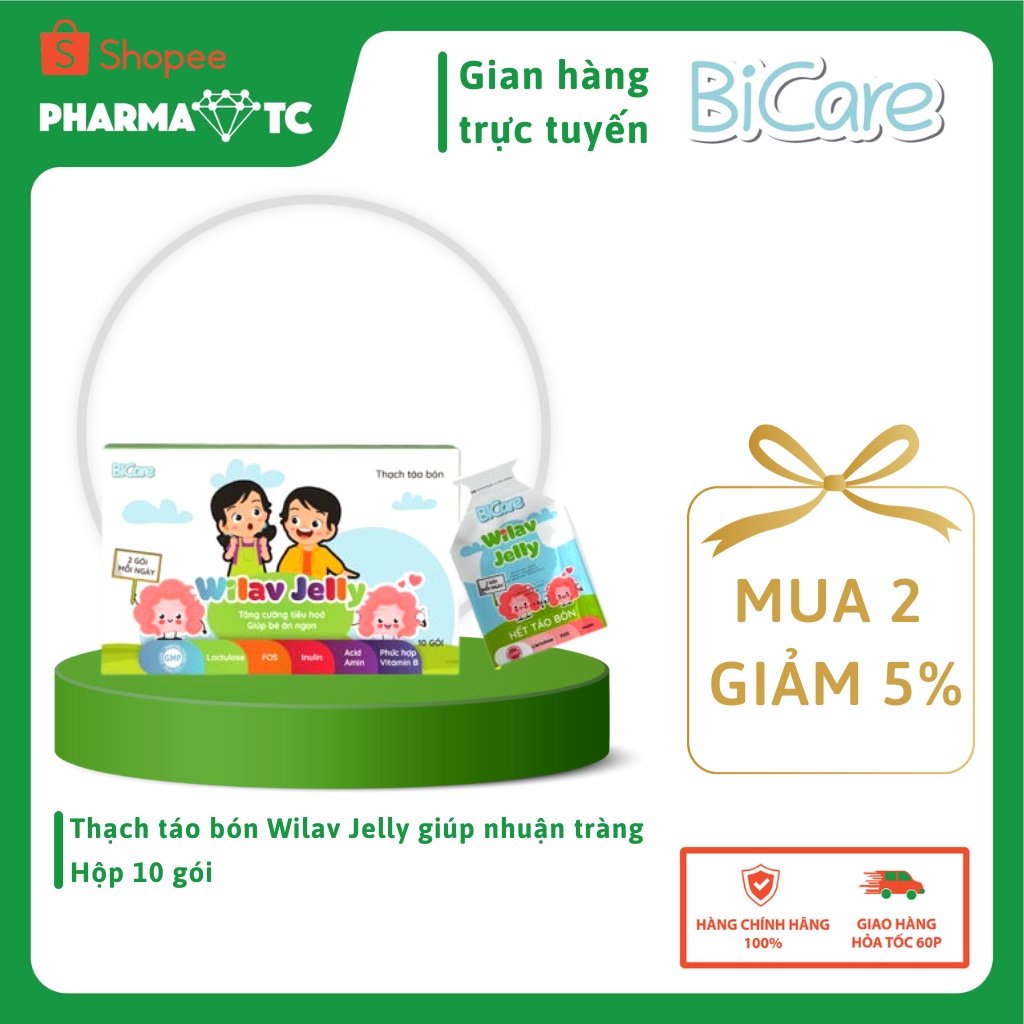 Thạch Wilav Jelly, giúp nhuận tràng, giảm táo bón với Inulin và Lysine - Hộp 10 gói - PharmaOTC