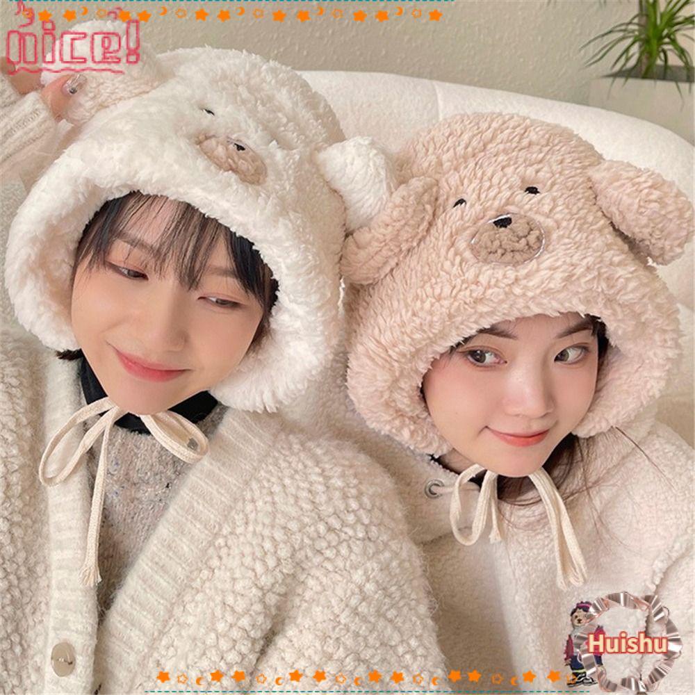 Mũ Len Trùm Đầu Chống Gió Giữ Ấm Mùa Đông Thiết Kế Dễ Thương Cho Nữ