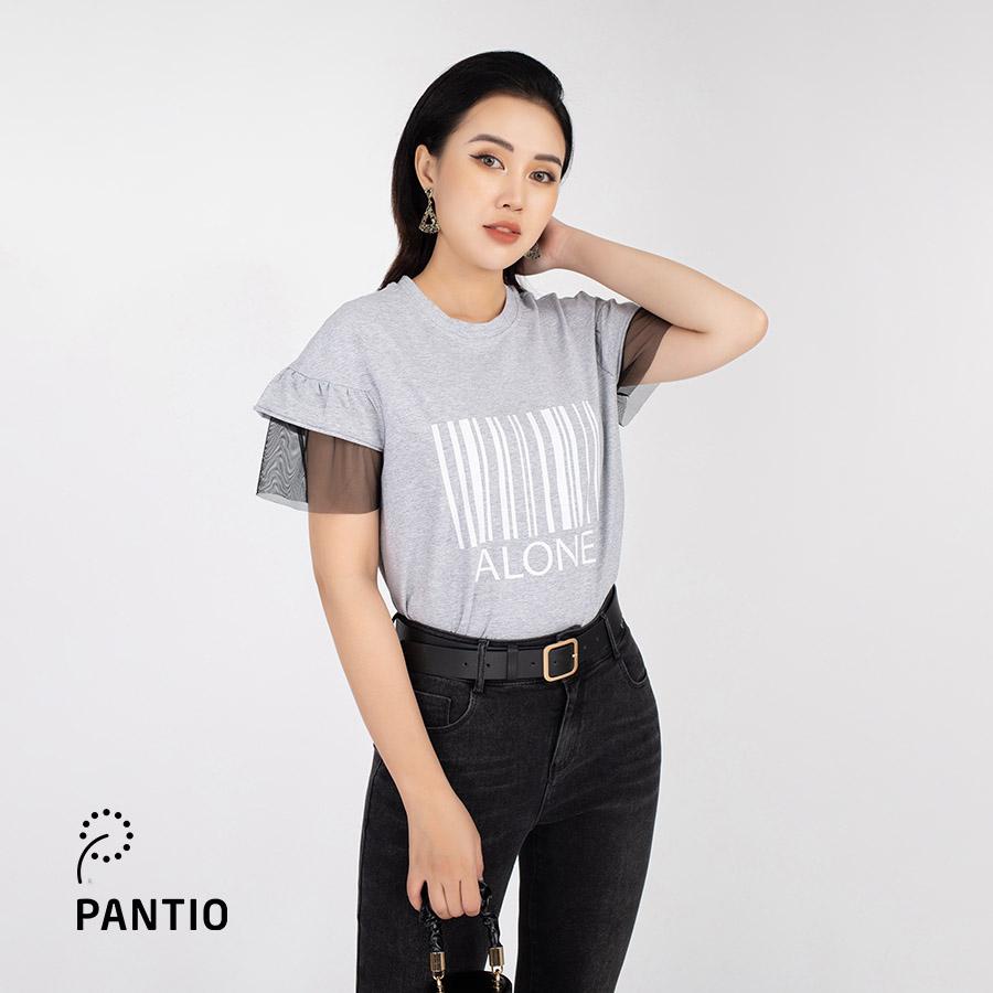 FAT5199 - Áo dệt kim chất liệu cotton dáng suông tay phối ren lưới - PANTIO
