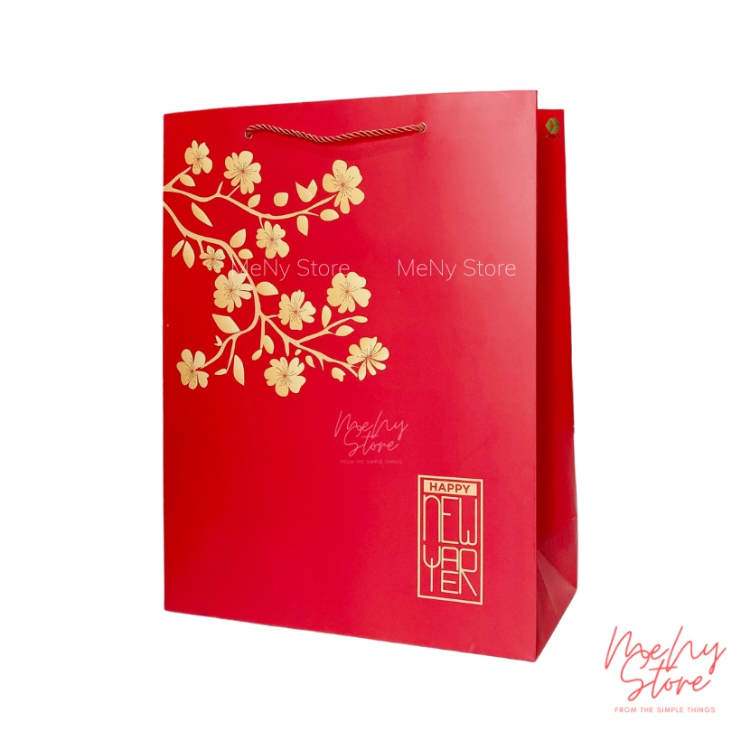 Túi giấy đựng quà Tết, giỏ quà, túi chúc mừng năm mới loại vip 35x45x15cm
