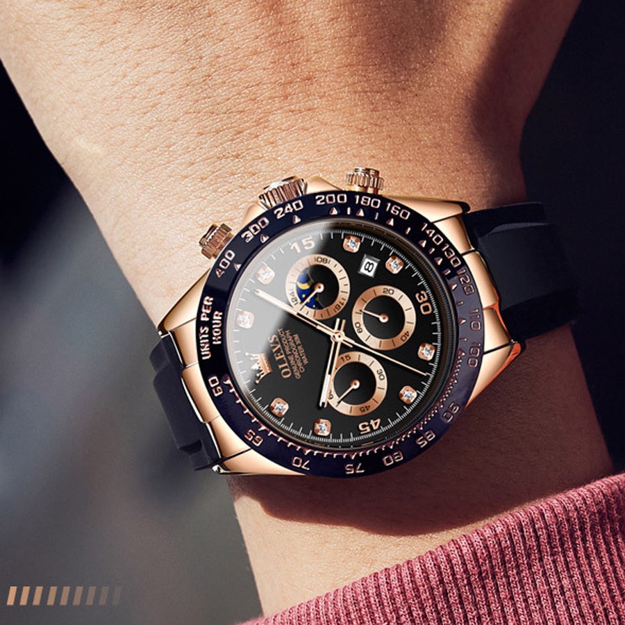 Đồng Hồ Nam Olevs Thạch Anh Size 40mm,Dây Đeo Silocon,Chống Nước 30m,Bảo Hành Toàn Quốc 12 Tháng