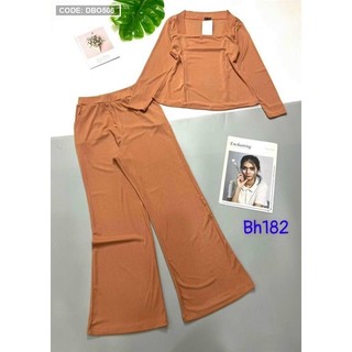 Set bộ nữ ống loe áo cổ vuông tay dài