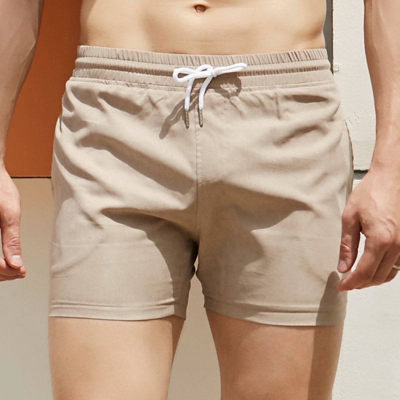 Quần Short Unisex Kaki Form Trên Gối Slimf Full Size