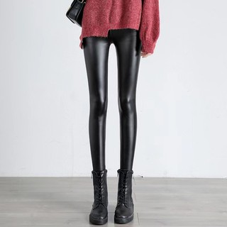 Quần legging da pu lưng cao dáng ôm chống gió / thấm nước thời trang thu đông cho nữ
