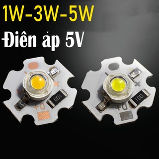 Bóng đèn led luxeon-pro 1w 3w 5w - điện áp 5v đã hàn sẵn đế tản nhiệt 20mm*20mm