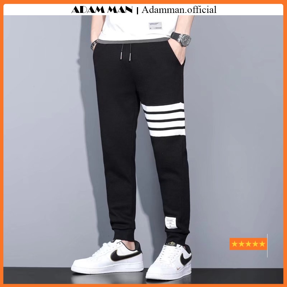 Quần jogger nam chất xốp thái, Quần thể thao nam phối kẻ sọc mẫu mới 2023 - ADAM MAN