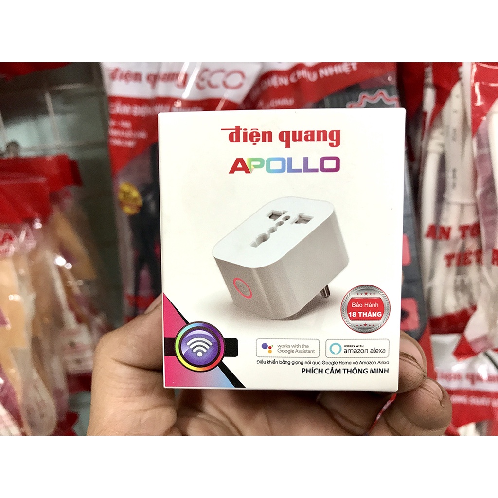 Phích Cắm Thông Minh Điện Quang Apollo ĐQ SP1.1 01 WiFi (Kiểu 1 lỗ, sử dụng WiFi)