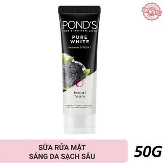 Sữa rửa mặt trắng da từ than hoạt tính Ponds Pure White 50g