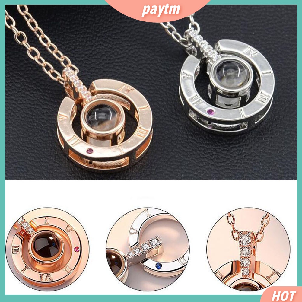 {PTM} Dây Chuyền Mặt Tròn Khắc Chữ I Love You Bằng 100 Ngôn Ngữ