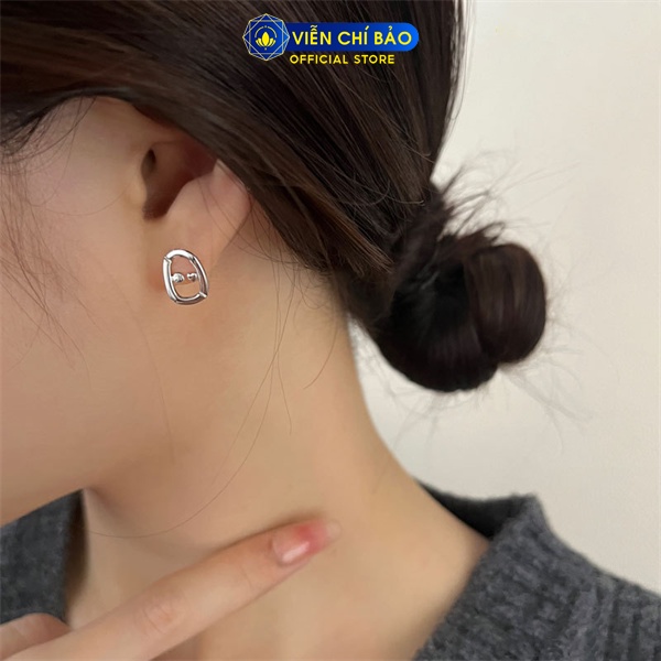 Bông tai bạc nữ tim mặt cười chất liệu bạc 925 thời trang phụ kiện trang sức Viễn Chí Bảo B000566