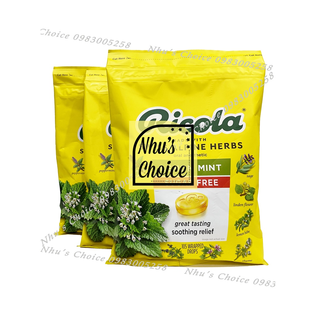 Kẹo thảo mộc Ricola, vị Nguyên gốc 130v/ Chanh Bạc hà 105v - Original 130ct/ Lemon Mint 105ct