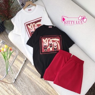 Set áo thun in hình thỏ quần short siêu cưng