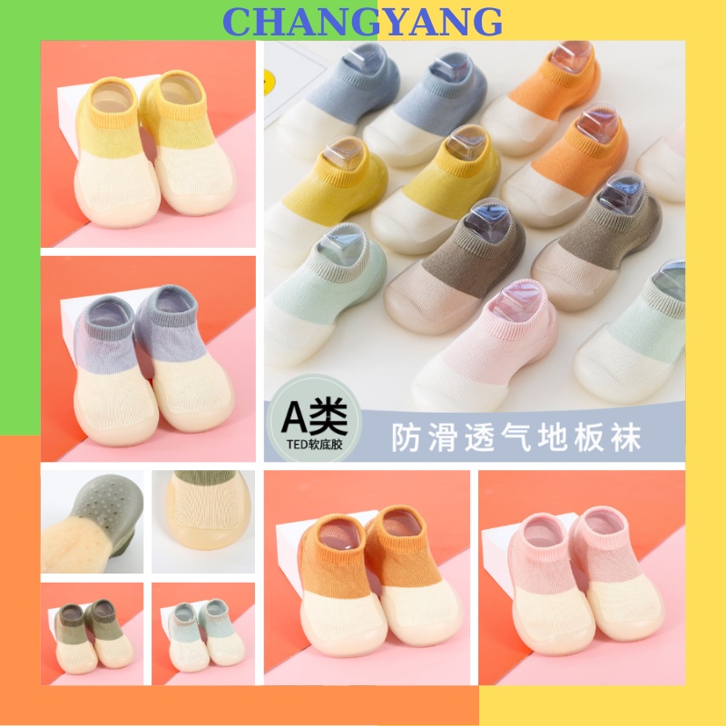 Giày vớ kiểu đế mềm phối màu đáng yêu thoải mái dành cho bé tập đi