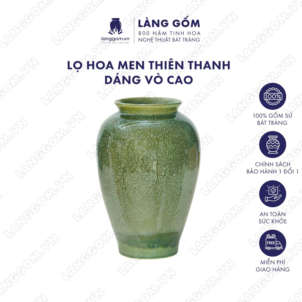 Bình hoa, lọ hoa Gốm sứ Bát Tràng cao cấp Men hỏa biến vò cao dùng làm quà tặng, trang trí - Làng Gốm Bát Tràng