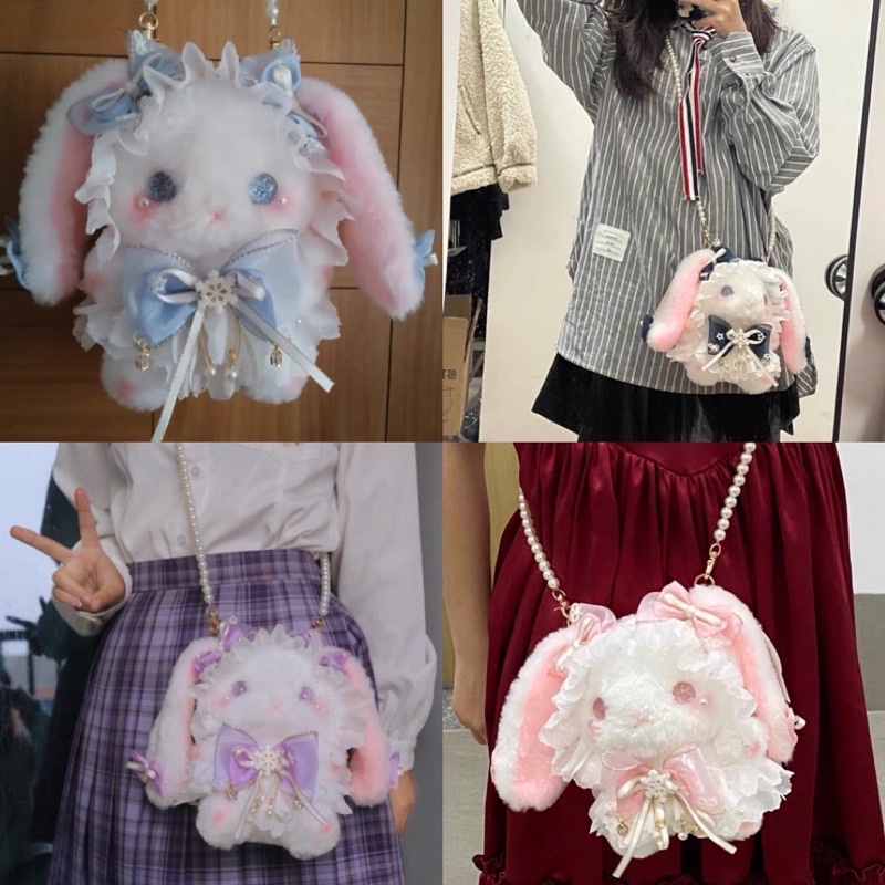 YASAS0165-Túi xách lolita messenger mắt ánh nhũ bông tuyết