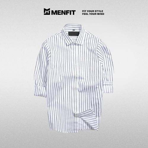 Áo sơ mi nam tay dài họa tiết sọc dọc MRC 210048 chất vải Oxford cao cấp chuẩn form, tôn dáng, mền mịn - MENFIT