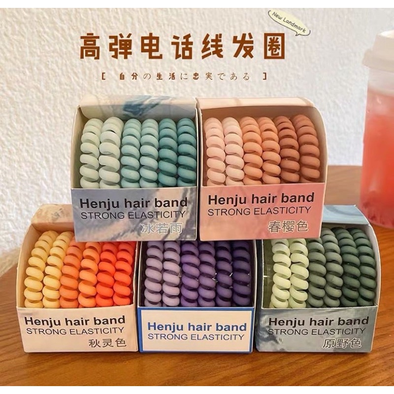 Set 6 dây chun buộc tóc nhựa lò xo cá tính