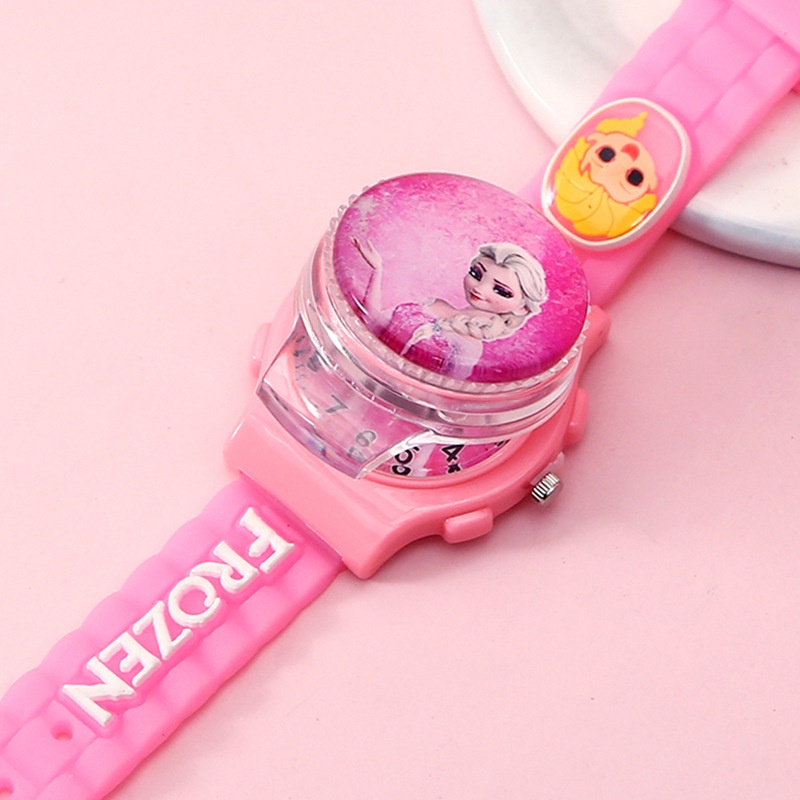 Đồng hồ bé gái thiết kế nắp xoay 180 độ cho trẻ em từ 4 tuổi đến 15 tuổi đeo tay hình công chúa elsa đẹp xinh ESX