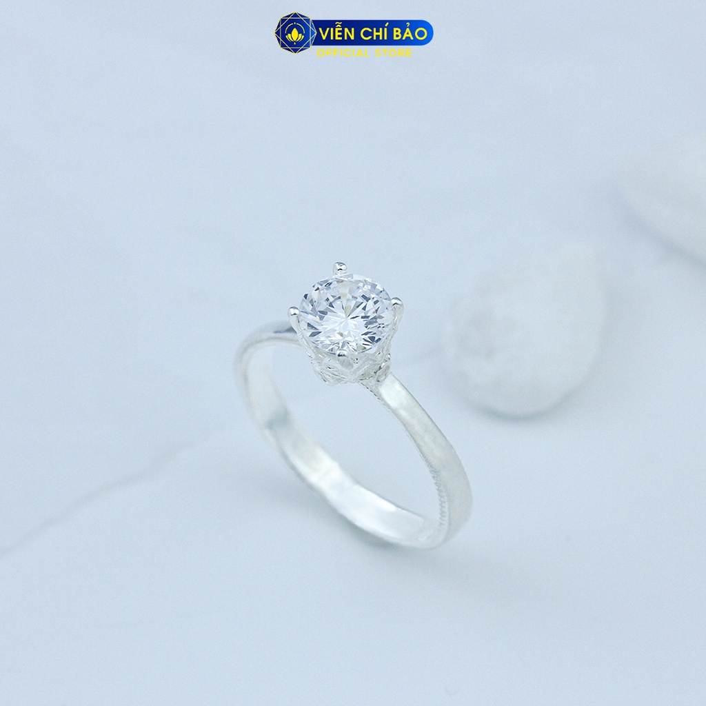 Nhẫn bạc nữ nụ hoa đá trắng chất liệu bạc 925 thời trang phụ kiện trang sức Viễn Chí Bảo N400850