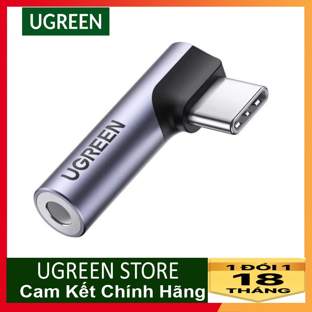 Ugreen 80384 Jack chuyển USB type C bẻ góc 90 độ ra 3.5mm Headphone Audio AV154
