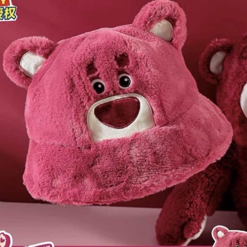 Mũ bucket găng tay nhân vật Disney Toy Story gấu dâu Lotso chất lông mềm mịn full tag