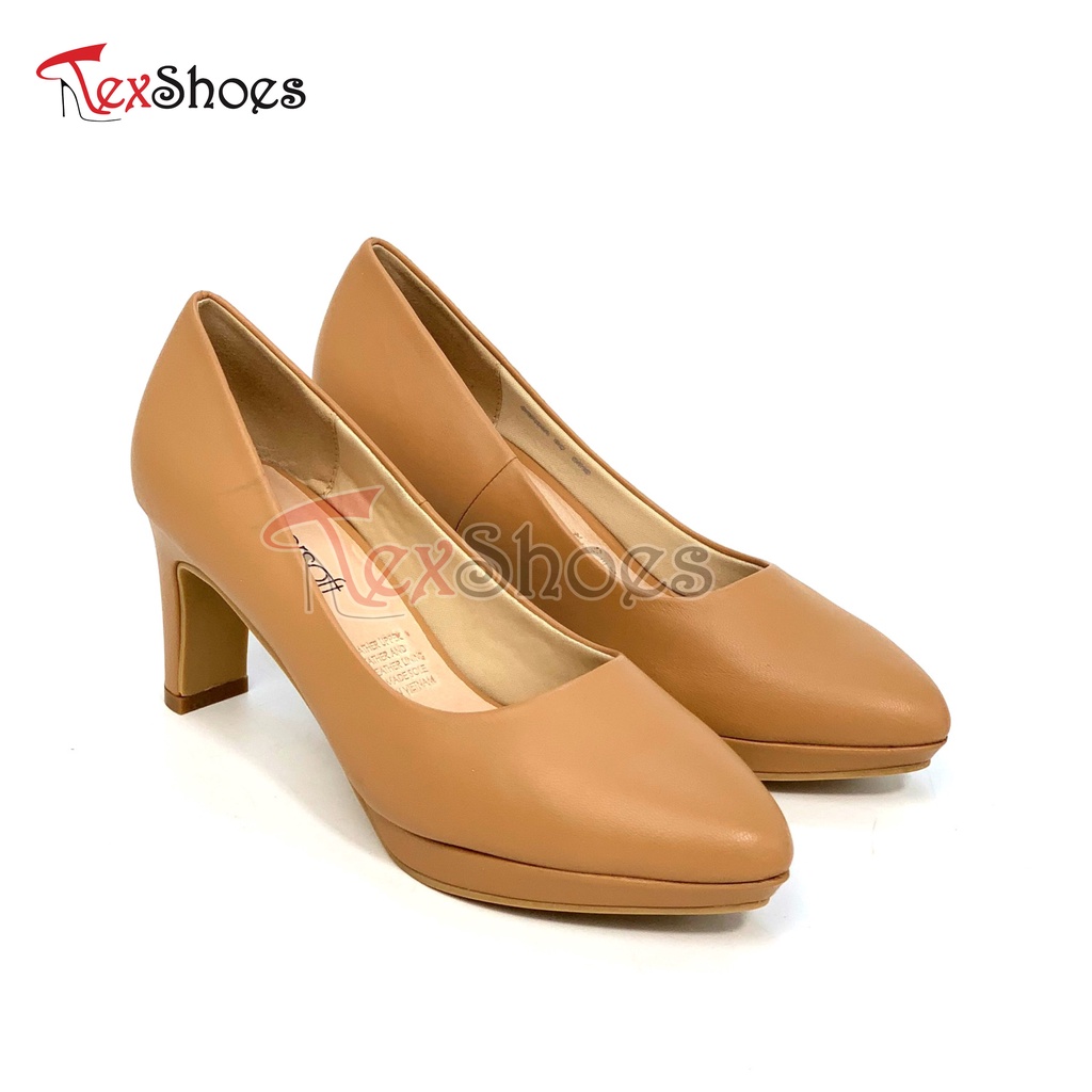 Giày cao gót nữ da thật cao cấp đế đúp gót trụ VNXK TEX SHOES