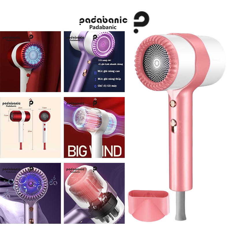 Máy Sấy Tóc Phát Sáng Xanh Padabanic 8866 Công Suất 2200W Hai Chiều Bảo Hành