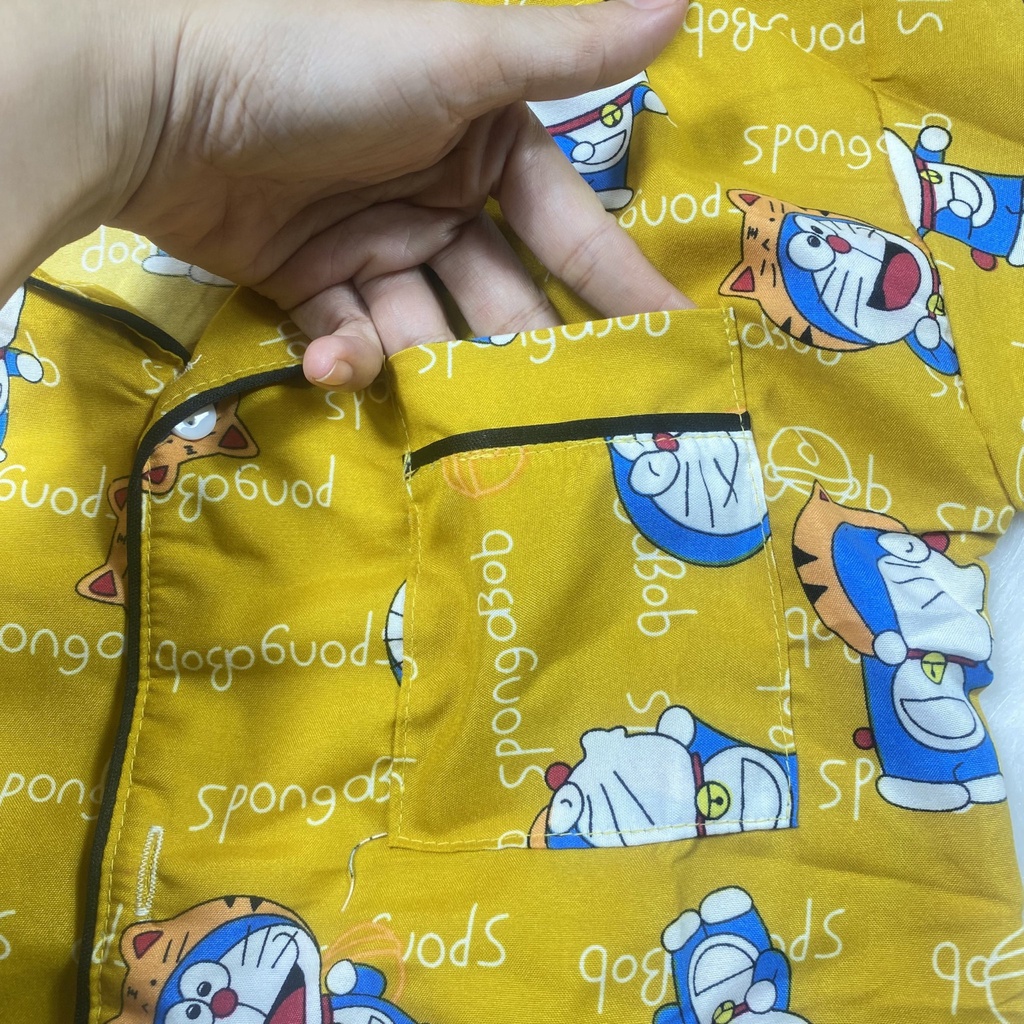 Cotton Đũi Nhật Bản 9-42kg pijama Doremon Vàng CD15 tay dài quần dài  bé trai gái