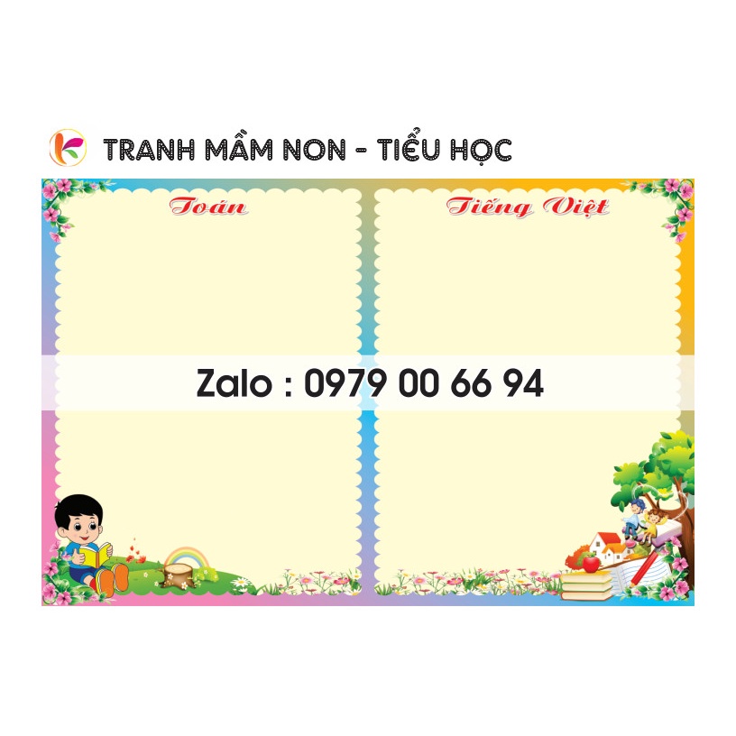 Decal (Bạt) trang trí góc Toán - Tiếng Việt