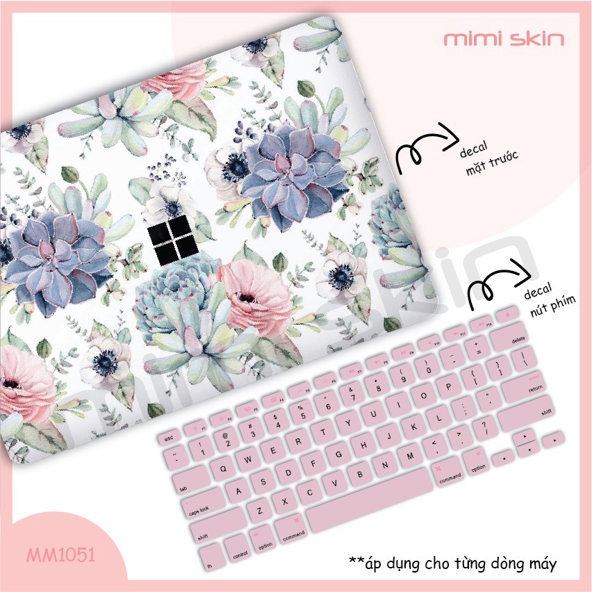 Skin laptop Họa Tiết Hoa Lá, cắt sẵn, chỉ việc tháo dán dành cho asus, hp, dell, acer, lenovo hiệu MIMISKIN