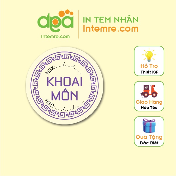 100 Tem Nhãn Giấy Decal Dán Intemre.com Bánh Trung Thu Hình Tròn 3cm - Mẫu 8