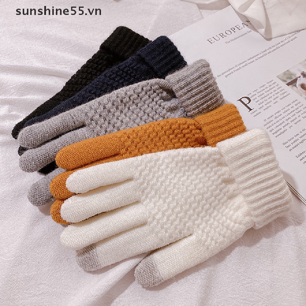 1 Đôi Găng Tay Giữ Ấm Cảm Ứng Màn Hình Cho Nữ