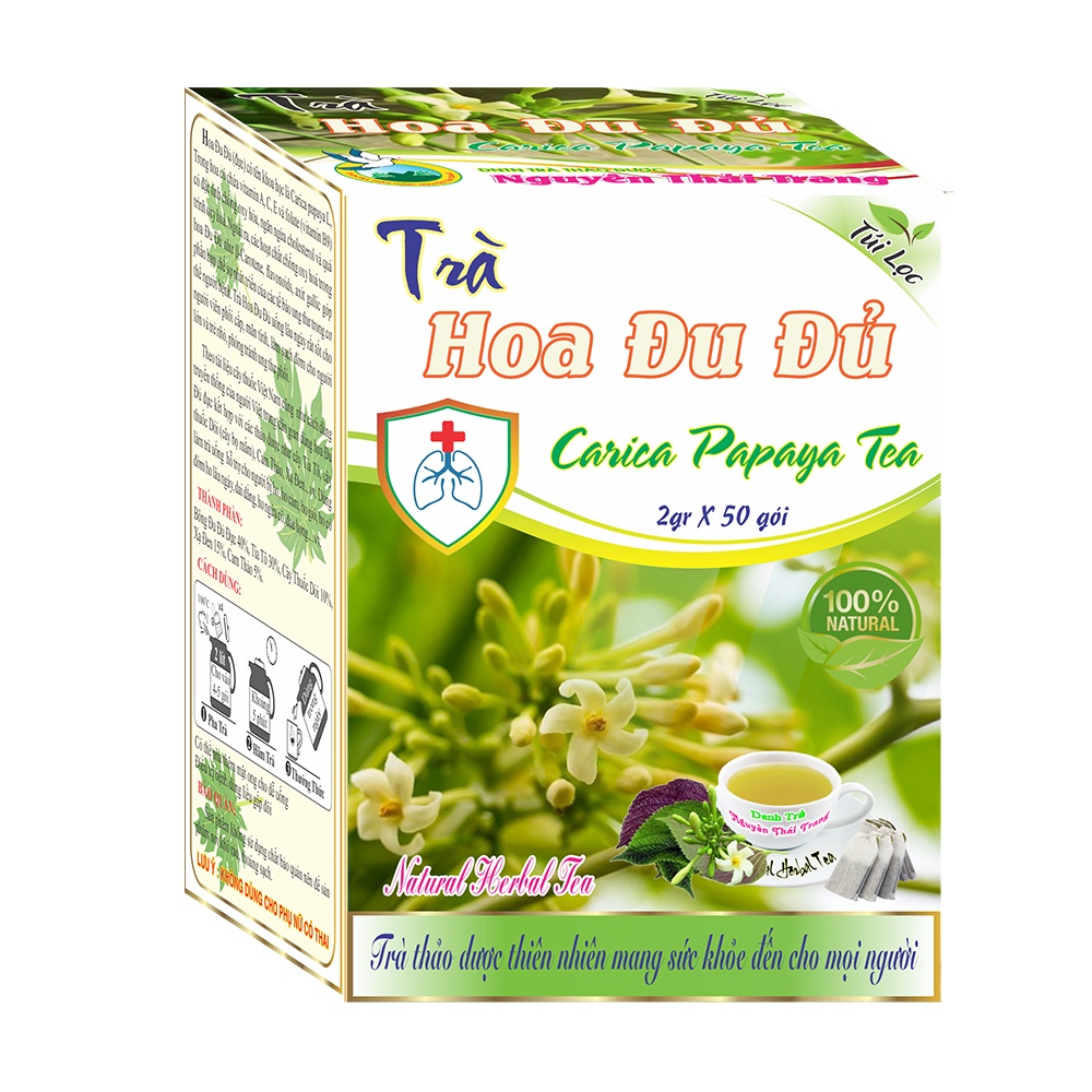 Trà Hoa Đu Đủ- Hỗ Trợ Bệnh Ho, Viêm Phổi- Hộp (50 Túi Lọc X 2gr) - Nguyên Thái Trang – Thảo Dược Thiên Nhiên