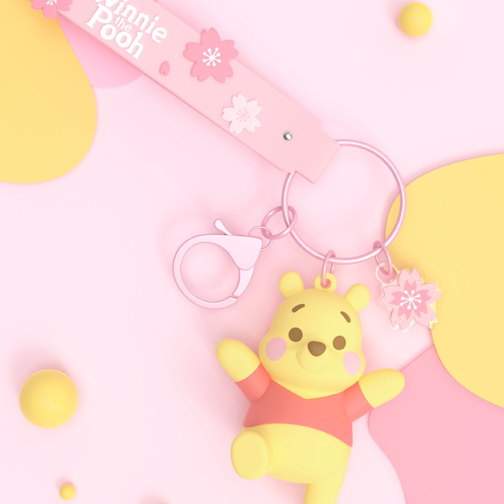 DISNEY Móc Khóa Hình Gấu Pooh Và Lọ Mật Ong Bằng Nhựa Resin Dễ Thương