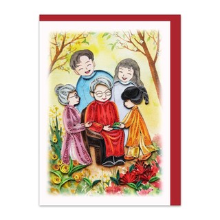Thiệp giấy xoắn tết sum vầy size 13x18cm