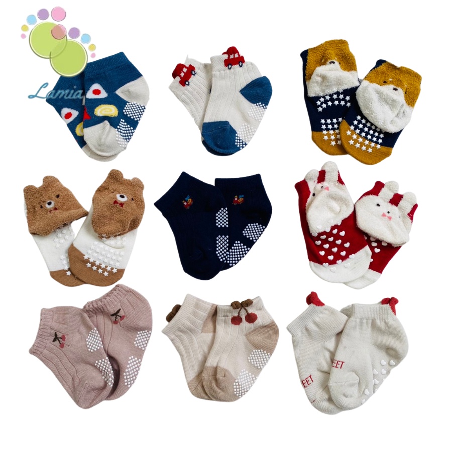 Set 2 Đôi Vớ Len Xuất Nhật Tất Chống Trượt Cho Bé Trai Bé Gái 0-5 Tuổi 𝐓𝐗𝐍