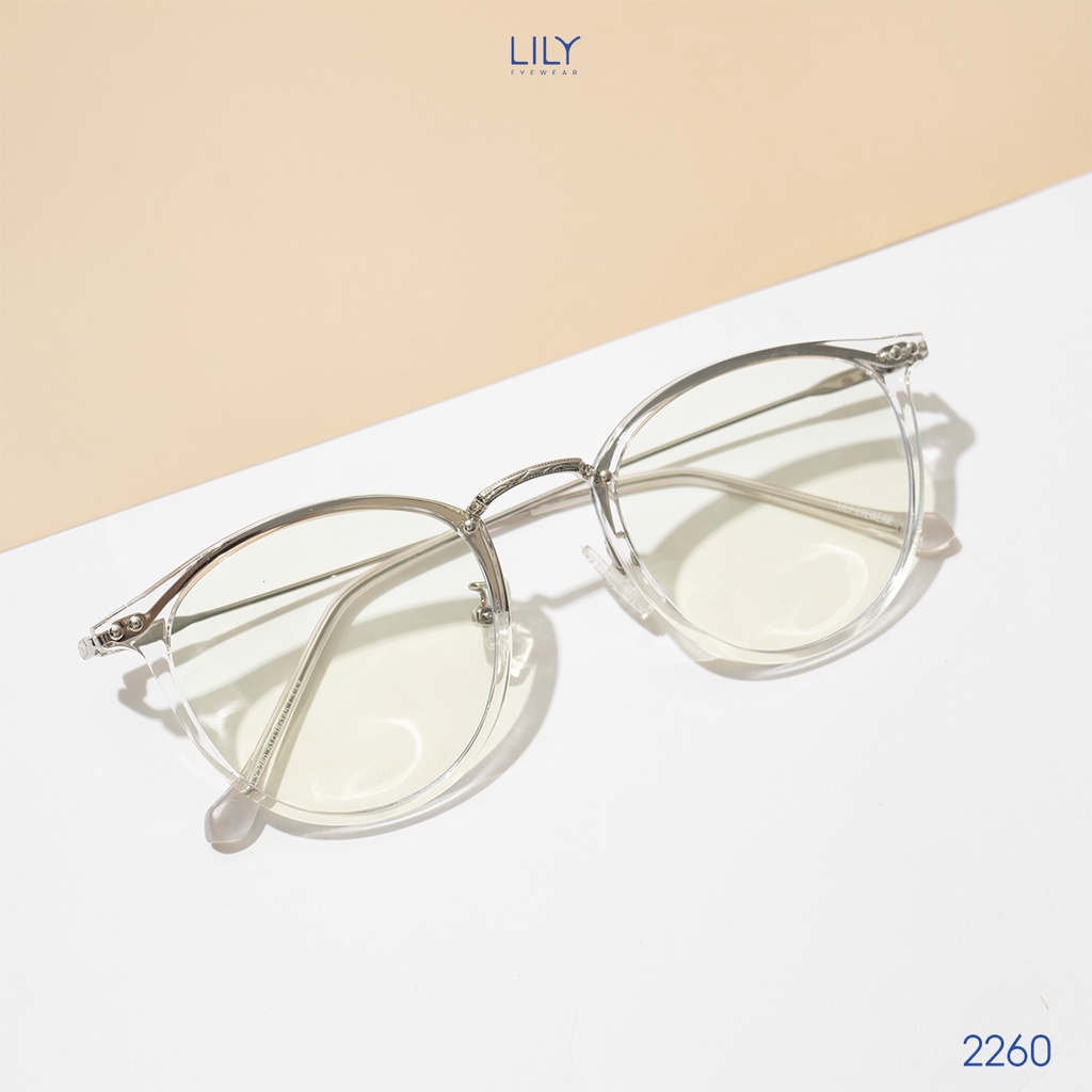 Gọng kính tròn nam nữ LILYEYEWEAR chất liệu nhựa cứng cáp thanh nhẹ thiết kế tinh tế kiểu dáng thời trang 2260