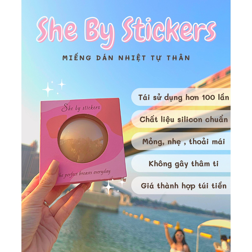 Miếng dán ngực Silicone She by stickers Không keo siêu mỏng độ bám dính ...